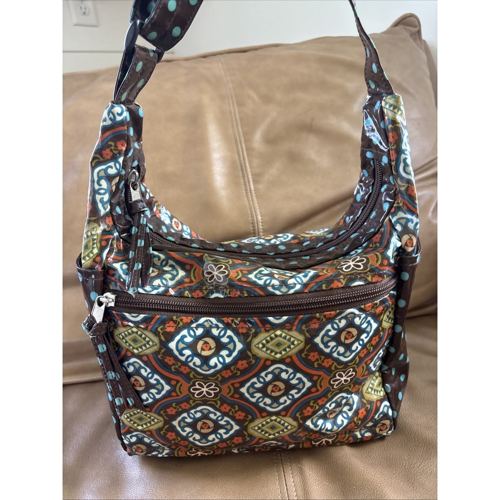Lily Waters Purse Rain On Me Vinyl Boho Print Hobo Style Colorful Water Repel